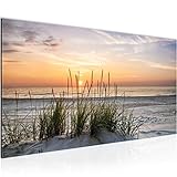 Runa Art Wandbild Strand Sonnenuntergang 1 Teilig 100 x 40 cm Modern Bild auf Vlies Leinwand Meer Natur Wohnzimmer 043712