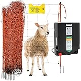 Agrarzone Schafzaun Komplett-Set DUO 3000 12V/230V, 4,5J, Netz 50m x 90cm orange | Stabiles Schafnetz-Set mit Weidezaungerät | Beste Hütesicherheit für Schafe Ziegen | Weidezaun Elektrozaun Ziegenzaun
