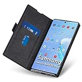 Aunote Samsung Galaxy Note 10 Plus Hülle, Samsung Note 10 Plus Handyhülle, Schutzhülle/Klapphülle Note 10 Plus, Tasche Leder Etui Folio, Flip Smartphone Handy Cover Case Klappbar. Schwarz