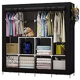 UDEAR Kleiderschrank Einfach aus Stoff Faltschrank Stoffschrank Furniture Bedroom Wardrobes (Schwarz)