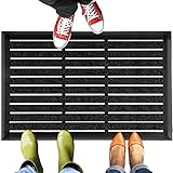 bomoe Alu Fußmatte 50x80 cm AluGant - Haustür Fußabtreter mit Gummi – Türmatte Aluminium Fußmatte – Fußabstreifer für Außen & Schmutzfangmatte Innenbereich in Anthrazit