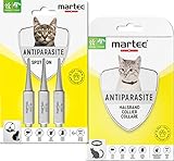 martec PET CARE 1x Katzenhalsband + Spot on für Katzen 1x3 Pipetten, Hochwirksam gegen Zecken Flöhe und Milben Schutz vor Parasiten, auf pflanzlicher Basis, wasserresistentes Halsband