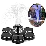QSCVDEA Solarbrunnenpumpe mit LED-Licht, Garten Solarbetriebene Wasserpumpe Schwimmende Springbrunnenpumpe mit Saugnapfboden für Vogelbad, Teich, Pool, Garten