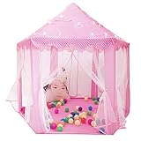 Willonin Kinderzelt Prinzessin Spielzelt, Puppenhaus für drinnen und draußen (ohne LED-Leuchten) Pink
