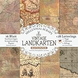 Vintage Landkarten Bastelpapier – für Karten, Reisetagebücher, Journaling –: Scrapbooking Papier & Zubehör I Zum Ausschneiden I + Letterings I Junk ... I Geschenk für Bastelfreunde I Basteln DIY