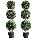 momoplant Künstlicher Zypressen-Formschnitt-Baum, dreifacher Buchsbaum, 94 cm, dreifacher Kugel, Buchsbaum, Innen- und Außenbereich, Kunstpflanzen, Zypressenpflanze