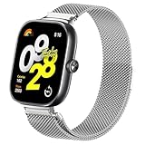 ZoRoll Armband Kompatibel mit Xiaomi Mi Band 9 Pro/Band 8 Pro, Edelstahl Ersatzarmband Mesh Metall Uhrenarmband, Magnetisch Ersatzband Kompatibel mit Xiaomi Redmi Watch 4 - Silb
