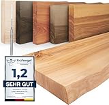 LAMO Manufaktur Wandregal Holz Baumkante | Regal Farbe: Natur | Invisible: Schweberegal | 80