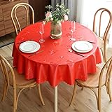 Qkoimpnrd Tischläufer Tischtuch Tafeldecke Schmutzabweisend Haushalt Wasserabweisend Lotuseffekt Pflegeleicht Roter Kreisdurchmesser 280cm
