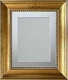 Frame Company Litchfield Bilderrahmen aus Holz, A1, mit silberfarbenem Passepartout für Bild A2, verschiedene Größen, goldfarb