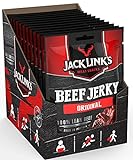 Jack Links Beef Jerky Original – 12er Pack (12 x 25 g) – Proteinreiches Trockenfleisch vom Rind – Getrocknetes High Protein Dörrfleisch
