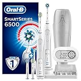 Oral-B PRO 6500 SmartSeries Elektrische Zahnbürste, mit Bluetooth-Verbindung, mit 2. Handstück und SmartGuide, weiß