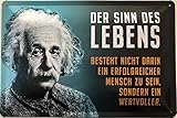 Deko7 Blechschild 30 x 20 cm Einstein Spruch: Der Sinn des Lebens besteht Nicht Darin EIN erfolgreicher Mensch zu Sein, sondern EIN W