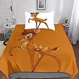 UNDERZY Bambi 3D Drucken Bettwäsche Bettbezug 3-teiliges Set Weiche Mikrofaser Wendebettwäsche Geeignete Bettwäsche Für Jugendliche Single（135x200cm）