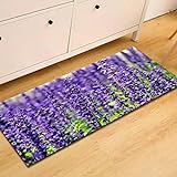 WAXB 3D-Druck Fußmatte rutschfeste Küchenmatte Bodenmatte Teppich Lila Lavendel Hauseingang Fußmatte Moderner Teppich Schlafzimmer Wohnzimmer Indoor-Badezimmer-Dekor-Fußmatten