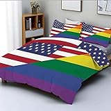 Bettbezug-Set, konzeptionelle Flagge mit American Pride Colors Aktivismus Freiheit NationwideDecorative 3-teilige Bettwäsche-Set mit 2 Kissen Sham, Mehrfarbig, Kinder & Erwach