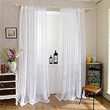 Gardinen Schals 100x200cm, 2er-Set, Voile, Weiß & Soft Voile Vorhänge Schlafzimmer Transparent Vorhang für Haus Dekoration