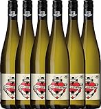 VINELLO 6er Weinpaket Weißwein - Glaube-Liebe-Hoffnung Riesling 2021 - Bergdolt-Reif & Nett mit einem VINELLO.weinausgießer | 6 x 0,75 Liter