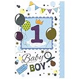 Susy Card 40009810 Geburtstagskarte, 1. Geburtstag/ Junge 'Luftballons', Maße: 17 x 11 x 0, 1 cm
