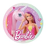 Dekora - Barbie Tortenaufleger aus Esspapier - 20 cm, 160162, Mehrfarbig