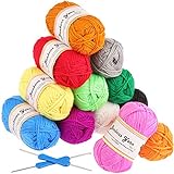 Häkelgarn 12x50g Wolle zum Stricken Fuyit acryl wolle Set Strickgarn Baumwolle für Häkeln und Kunsthandwerk - 12 Farben