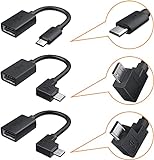 CableCreation (3er Pack Micro-B-Stecker auf USB 2.0 Eine OTG Kabel, Sortiert durch Micro-USB-Winkel Richtung, (Gerade, Linken Winkel, rechtwinklig), USB-OTG Adapter-Kabel 15CM, Schwarz