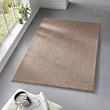 Taracarpet Teppich Kurzflor weicher Designer Uni Bodenbelag Madrid fürs Wohnzimmer, Kinderzimmer, Schlafzimmer und die Küche geeignet Taupe 080x250 cm