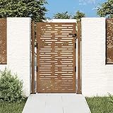 Keyroto Gartentor Einfahrtstor Zauntor Gartentor Metall Hoftor Cortenstahl Quadratisches Design 105x130
