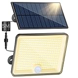 Peasur 3000K Solarlampen für Außen mit Bewegungsmelder, 348 LED Solar Strahler Außen, IP65 Wasserdicht Solarleuchten 3 Modi Solarlampe Garten mit 5m Kab