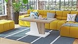 Design Couchtisch Tisch Grand Noir Sonoma Eiche/Weiß matt stufenlos höhenverstellbar ausziehbar 120 bis 180cm Esstisch