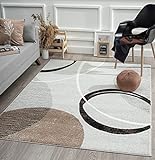 the carpet Beat Moderner Weicher Designer Teppich, Weicher Flor, Pflegeleicht, Farbecht, Blickfang, Retro, Grau-Geo, 160 x 220 cm