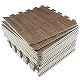 Amazon Brand - Umi 30cm x 30cm Ineinandergreifende Bodenmatten aus Schaumstoff Holzmaserung 18 Pcs Dunkles Holz