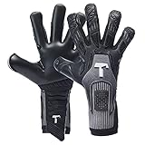 T1TAN Rebel Black-Out Torwarthandschuhe für Erwachsene, Fußballhandschuhe Herren Innennaht und 4mm Profi Grip - Gr. 7