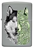 ZIPPO - Tattoo Wolf, Color Image -Flat Grey - Sturmfeuerzeug, nachfüllbar, in hochwertiger Geschenkbox