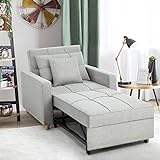 YODOLLA 3-in-1 Sofa Bed Chair, Convertible Sleeper Chair Bed,Adjust Backrest Into a Sofa,Lounger Chair,Single Bed,Modern Chair Bed Sleeper for Adults, Light Grey