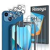 Riisoyu 6 Stück Schutzfolie Kompatibel mit iPhone 13 6.1 Zoll, 3 Stück iPhone 13 Panzerglas und 3 Stück Kamera Displayschutzfolie 9H-Härte Anti-Bläschen Anti-Kratzen HD Klar Glas Folie Displayschutz