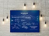 Mauser Karabiner 98k Patent Print Wall Art Decor – WWII German Military Wall Art Decor Gewehr Kar98K K98k ungerahmt Poster – 2. Weltkrieg Deutsche Wehrmach Sammlerstücke Home Decorations 24x36 blau