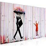 Bild Banksy Style Colored Rain Wanbilder auf Vlies Leinwand Wanddekoration Wohnzimmer Schlafzimmer 040356a