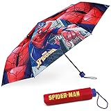 BONNYCO Regenschirm Kinder Spiderman Regenschirm Sturmfest mit Verstärkter Struktur - Klappschirm mit für Tasche, Rucksack oder Reise | Regenschirm Klein Jungen - Geschenke für Jungen
