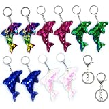 Wekuw 10 StüCke Delfin SchlüSselanhäNger, Schluesselanhaenger MäDchen, Pailletten-Key Chains, Schlüsselbund Kinder, Geeignet füR Kindergeburtstage, MäDchen Kinder Tasche Dekoration(Fünf Farben)