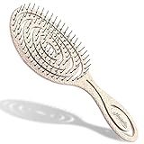 Ninabella Bio Haarbürste ohne Ziepen für Damen, Herren & Kinder - Entwirrbürste auch für Locken & Lange Haare - Einzigartige Profi Detangler-Bürste mit Spiralfeder - Farbe Natur