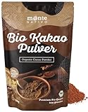 Bio Kakaopulver 1kg(1000g) von Monte Nativo | Vegan und stark entölt | Rohkakao - nährstoffreich und fein gemahlen | Zuckerarm | Perfekt als Trinkschokolade, Diät Shakes oder Backkakao | Zum Backen