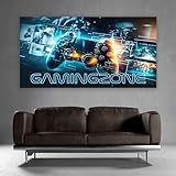 timalo® Gamer Poster gaming zone Wanddeko gamer Bild für die Wand Wandbild Jugendzimmer coole Poster gaming zimmer Bilder für Teenager | Gamerzone Controller Neon | gamer-fba-3-B100xH61