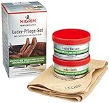 Nigrin Performance Leder-Pflege-Set mit Balsam, Seife, Schwamm und Mikrofaser-Tuch, für Auto-Leder-Bezüge