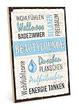 genullt AL - Holzschild mit Spruch – Beautylounge – im Vintage-Look mit Zitat als Geschenk und Dekoration zum Thema Badezimmer