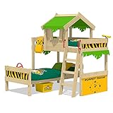 Wickey Kinderbett Etagenbett Crazy Jungle - apfelgrün/gelbe Plane Hausbett, 90 x 200 cm Hochbett