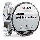 GAUDER Typ A + B Magnetband stark selbstklebend I Magnetstreifen | Magnetband für Fliegengitter & Vorhänge (1 m + 1 m)