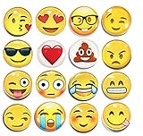 Emoji-Kühlschrank-Magnet-Party, Set mit 16 runden Emojies Gesicht für silberne Kühlschrank, Büro, trocken abwischbare Tafel, Edelstahl, Tür, Gefrierschrank, Whiteboard, Schrank, Jungen, Kinder