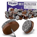 Filzada® 100x Filzgleiter Nagel - Ø 24 mm (braun) - Profi Möbelgleiter/Stuhlgleiter Filz zum Nageln