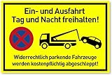 NEU Einfahrt Freihalten Schilder (30x20 cm Kunststoff) - Ausfahrt freihalten Schild - Nie Wieder zugeparkt - Auch Gegenüber - (Neongelb) - Hier Wird abgeschleppt